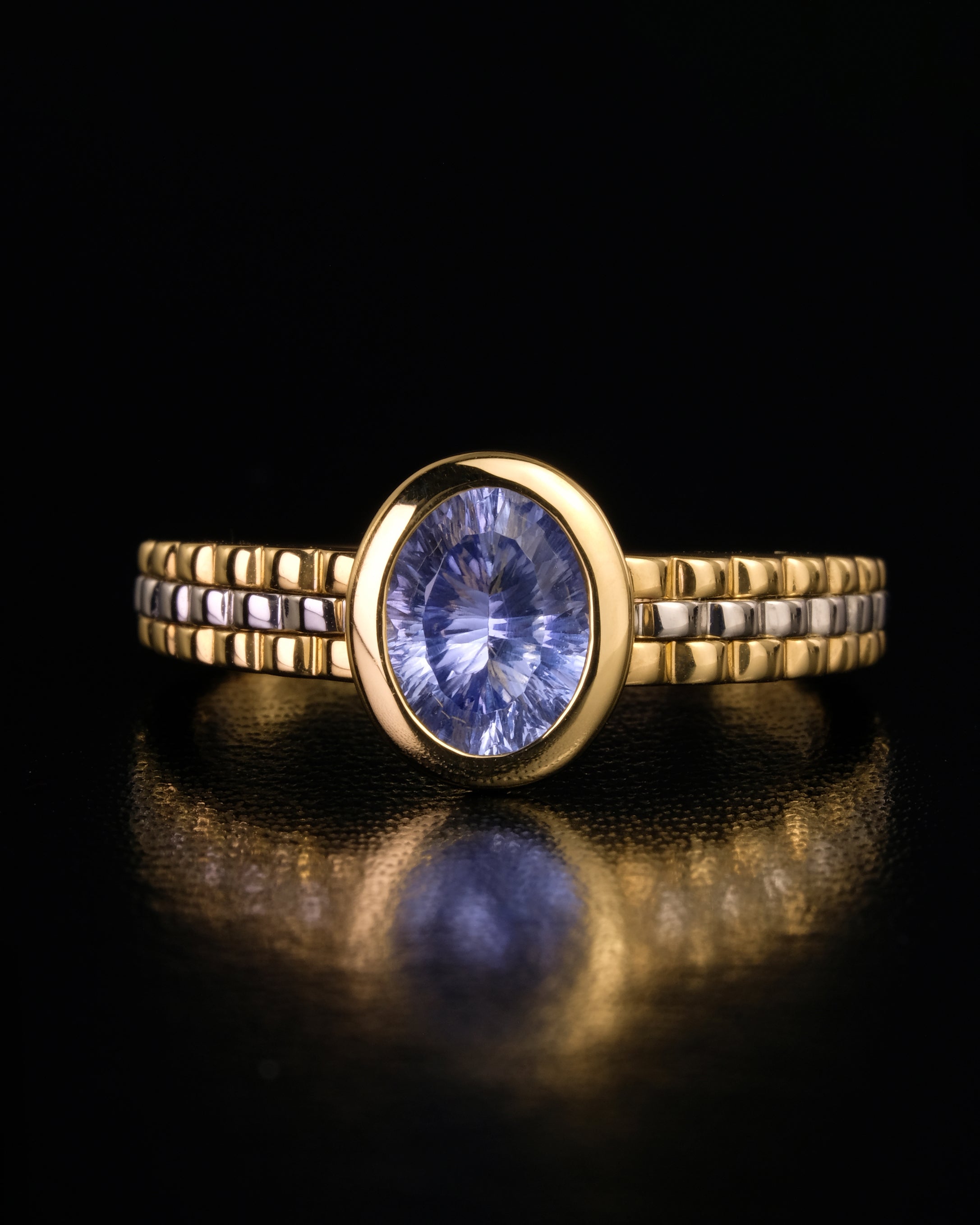 "Tessera" Ring Radiant Kiriko Cut®︎ Blue Sapphire [Singular Edition] #13 / テセラ