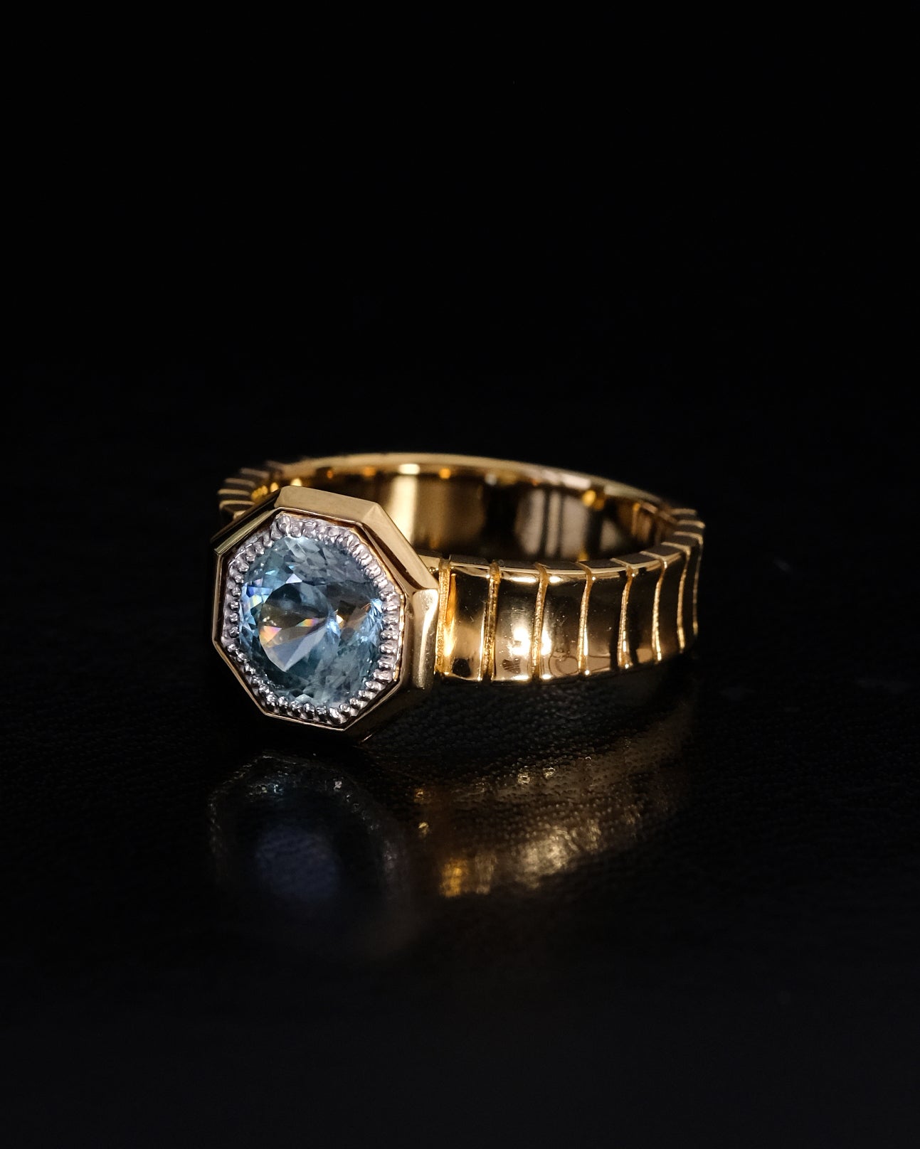 "Octarion" Bright Brilliant Cut™ 2.38ct Blue Zircon Ring [Singular Edition] #13 / オクタリオン リング