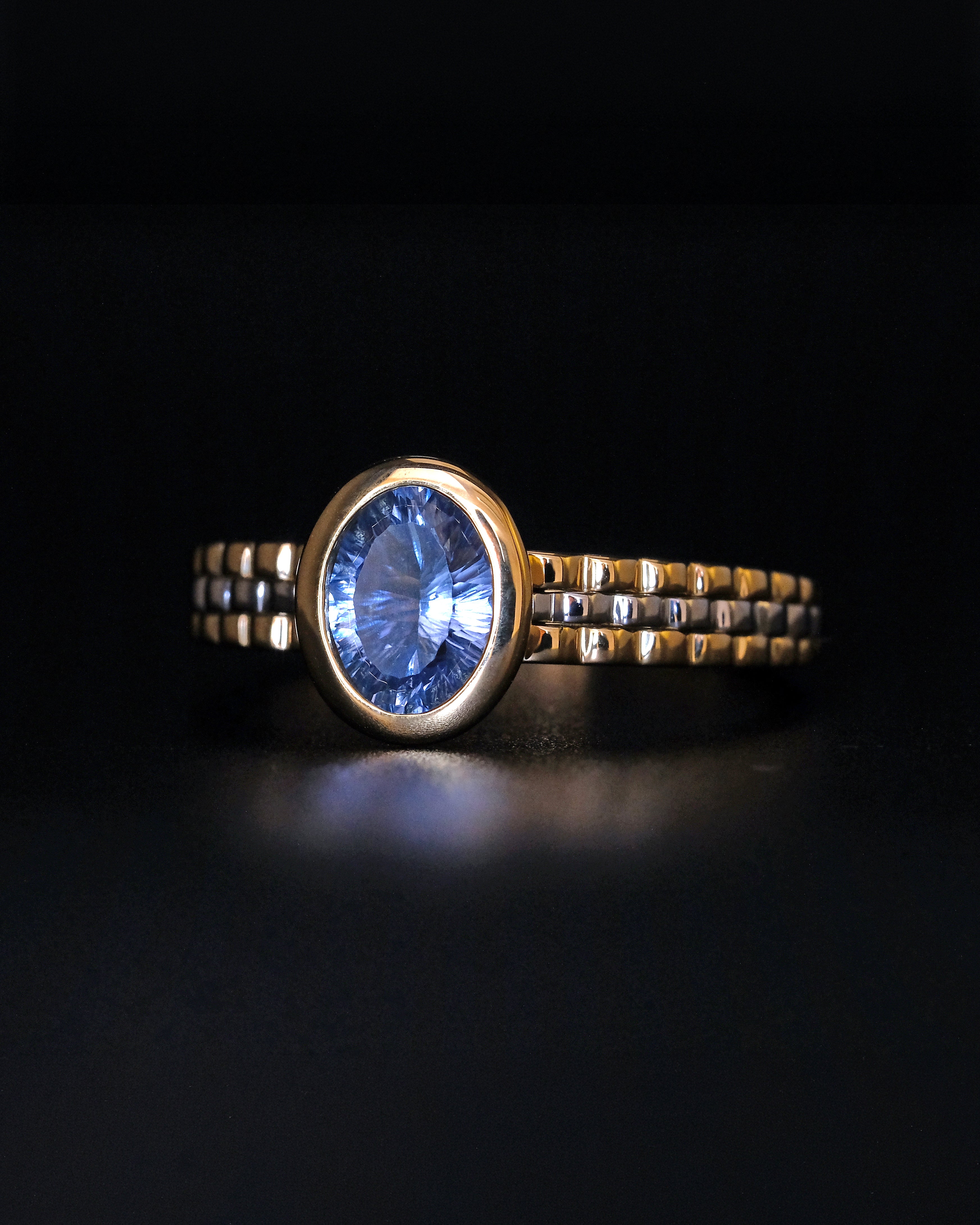 "Tessera" Ring Radiant Kiriko Cut®︎ Blue Sapphire [Singular Edition] #13 / テセラ