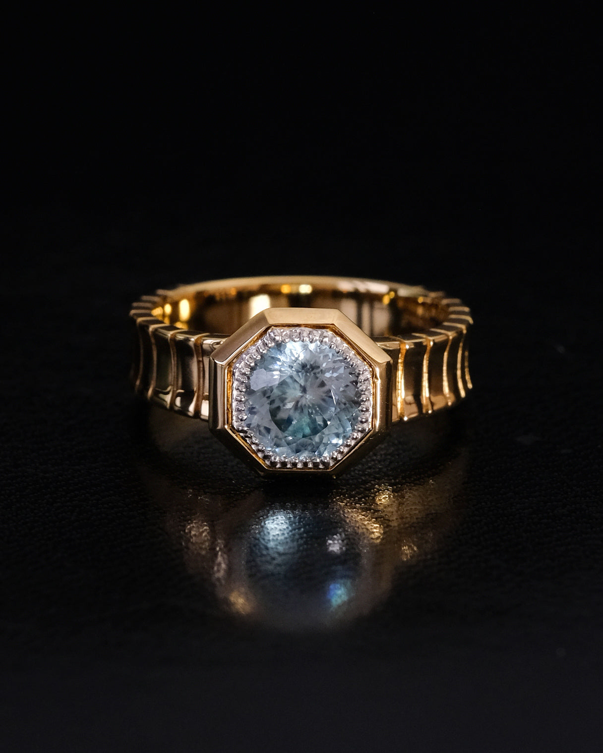"Octarion" Bright Brilliant Cut™ 2.38ct Blue Zircon Ring [Singular Edition] #13 / オクタリオン リング